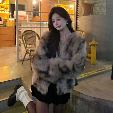 批发冬季新款高级感环保毛茸茸短外套女慵懒风名媛气质<b class='q'>韩版</b>仿皮草大衣