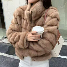 批发韩版冬季仿貂毛立领环保毛毛外套女新款气质加厚环保皮草拉链<b class='q'>上衣</b>