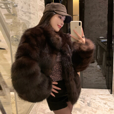 批发实拍 冬季韩版新款满天星短款立领仿紫貂外套<b class='q'>时尚</b>洋气貂皮大衣女
