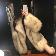 批发韩版冬季仿狐狸毛年轻气质中长款环保皮草西装领外套显瘦新款大衣