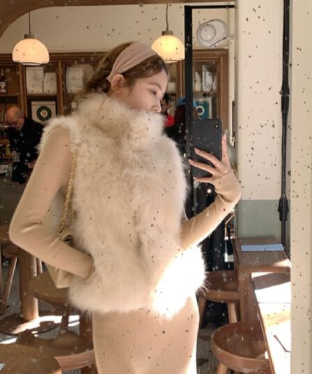 분위기 센스 3 차원 딱딱한 가을 어깨 선택하지 마라. 높이 다용도 베스트 환경 보호 여우털 모조 모피 어깨 여성 코트
