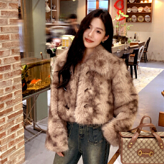 批发<b class='q'>秋</b>冬ins高级感复古小众狐狸毛环保皮草外套女加厚毛毛短夹克外套