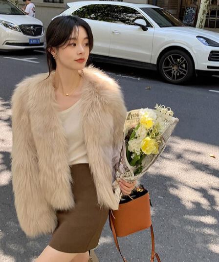 환경 보호 모피 와니 안 오대 여우털 겨울 모피 재킷 새로운 작은 키 영 모피 코트