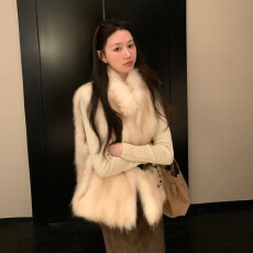 批发韩版<b class='q'>秋</b>冬新款立领环保皮草马甲年轻款显瘦气质狐狸毛毛外套马夹女