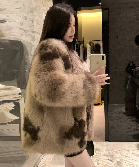 실사 인간 다 가지고있다 환경 보호 모피 핀란드 가져 오기 모방 여우털 배 털 모피 중간 길이 여성 코트