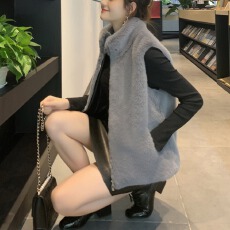 批发仿皮草马甲秋冬环保<b class='q'>狐狸毛</b>马甲外套宽松立领背心濑兔毛毛拉链外套