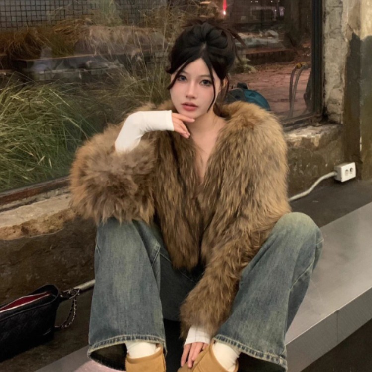 환경 보호 여우털 모피 여성 코트 겨울 새로운 루즈핏 영 수달 플리스 전갈 모방 모피 코트