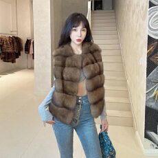 批发圆领复古仿紫貂皮草马甲女仿狐狸毛<b class='q'>外套</b>冬季新款环保韩版背心<b class='q'>外套</b>