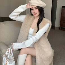 批发实拍韩系气质毛绒马甲背心女秋冬洋气减龄宽松叠穿坎肩仿皮草外套