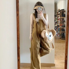 批发新款复古背带牛仔裤女修身显瘦<b class='q'>蕾丝</b>针织打底衫宽松阔腿裤两件套装