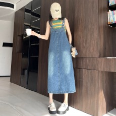批发牛仔背带裙女2026<b class='q'>春秋</b>新款高腰显瘦中长款宽松休闲百搭减龄<b class='q'>连衣裙</b>