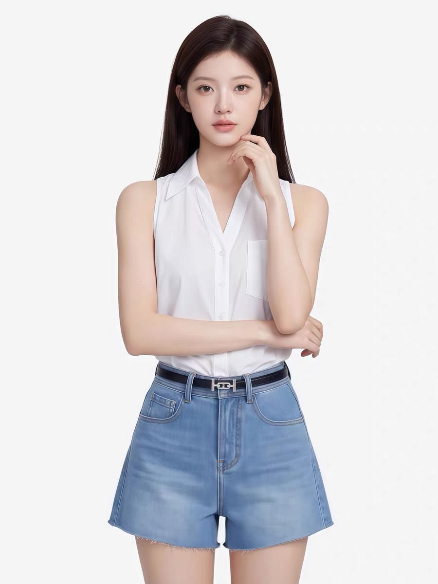 한 부서 미니멀리즘 품격 셔츠 2026 여름 새로운 고급 센스 슬림해 보이는 민소매 V넥 셔츠 우아함 바람 맨위