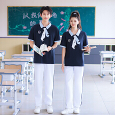 批发实拍情侣校园风<b class='q'>夏</b>季短袖男女套装 班服 校服