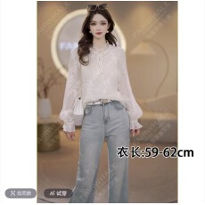 批发2026女装新中式蕾丝刺绣<b class='q'>衬衫</b>春秋2026新款气质<b class='q'>长袖</b>宽松上衣