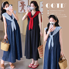 实拍现～孕妇连衣裙夏季不显怀减龄气质2026韩系温柔披肩两件套