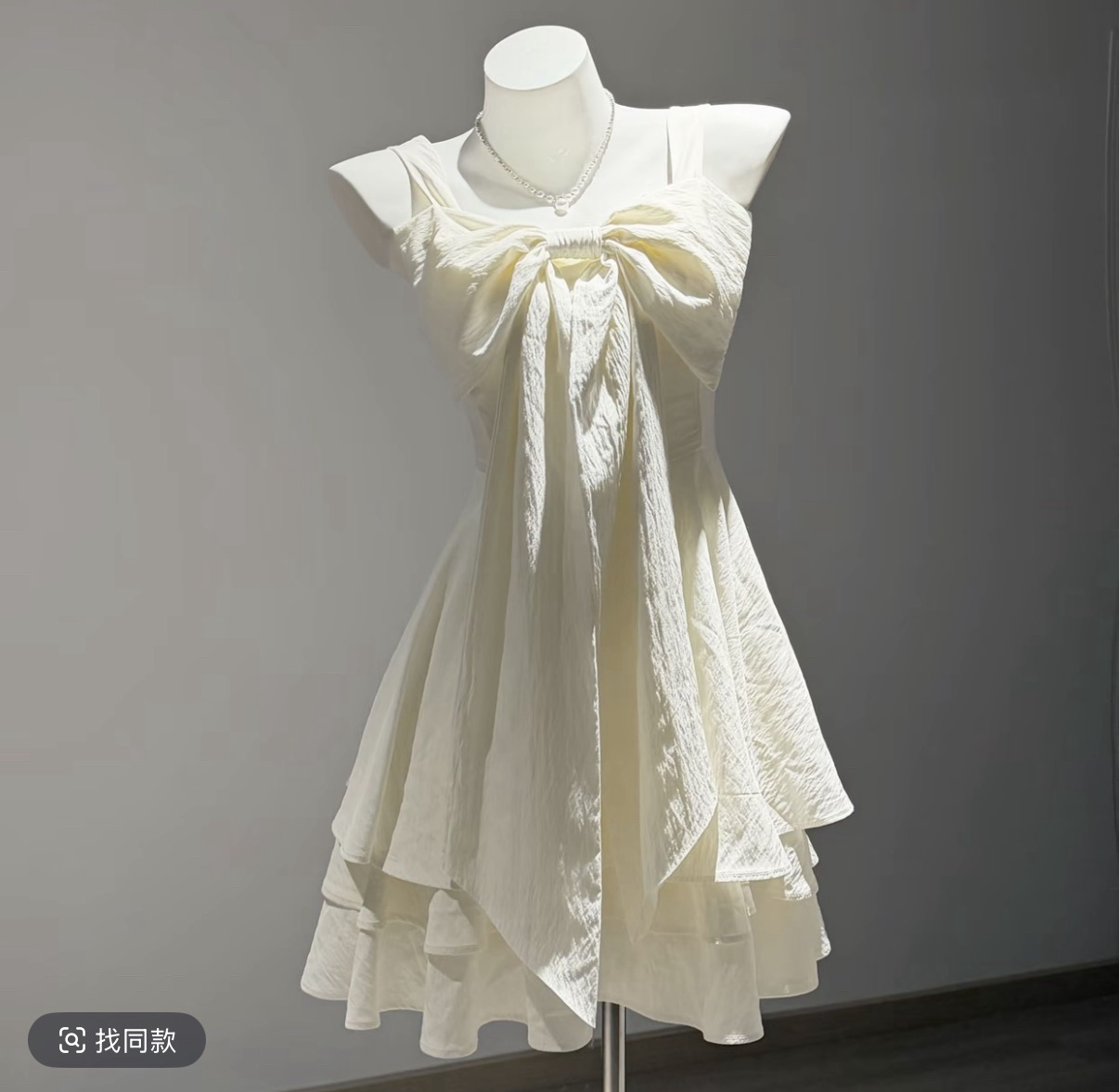 릴리스 vintage 달콤함 나비 매듭 디자인 센스 슬립 공주 바람 화이트 허리 수축 민소매 드레스