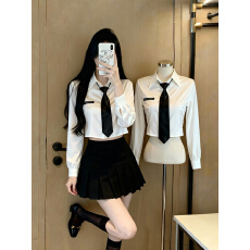 批发已保护 白色缎面衬衫女秋季小个子设计感小众衬衣别致小上衣