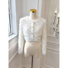 批发实价已保护 法式亮钻水<b class='q'>貂绒</b>毛衣女秋冬针织开衫短款<b class='q'>外套</b>