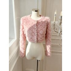 批发实价已保护 法式亮钻水<b class='q'>貂绒</b>毛衣女秋冬针织开衫短款<b class='q'>外套</b>