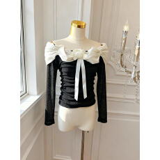 批发实价已保护 小香风花朵长袖t恤女秋冬纯欲法式<b class='q'>一字肩</b>上衣蕾丝衫