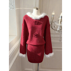 批发实价已保护 氛围感穿搭女冬季<b class='q'>甜美</b>减龄气质百搭毛衣短裙两件套装