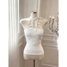 批发实价已保护 纯欲辣妹蕾丝挂脖吊带背心女内搭美背<b class='q'>文胸</b>一体带胸垫