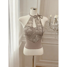 批发实价已保护 纯欲辣妹蕾丝挂脖吊带背心女内搭美背<b class='q'>文胸</b>一体带胸垫