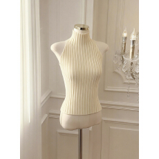 批发实价已保护 绝美韩系半高领女挂脖前后两穿针织背心露背修身上衣