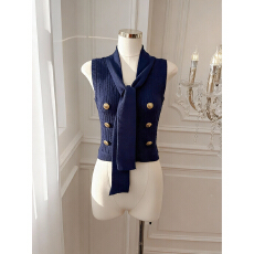 批发实价已保护 名媛小香风针织背心夏设计感修身<b class='q'>短款</b>V领无袖上衣女