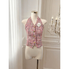 批发实拍 一字肩挂脖吊带背心女夏季纯欲甜辣妹性感抹胸上衣小香风