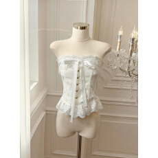 批发实价已保护 法式宫廷风蕾丝花边抹胸背心女<b class='q'>秋</b>冬小众性感收腰上衣