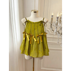 批发实价已保护 法式重工背心女款夏季穿搭蝴蝶结无袖蓬蓬<b class='q'>衬衫</b>小衫