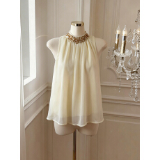 批发实价已保护 高级感钻链无袖挂脖上衣女辣妹宽松显瘦小衫小个子