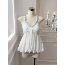 批发实价已保护 法式洋气重工镶钻V领挂脖吊带背心女夏季时尚别致上衣