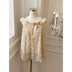 批发实价已保护 夏季新款韩版宽松名媛气质显瘦百搭钉珠蕾丝吊带上衣