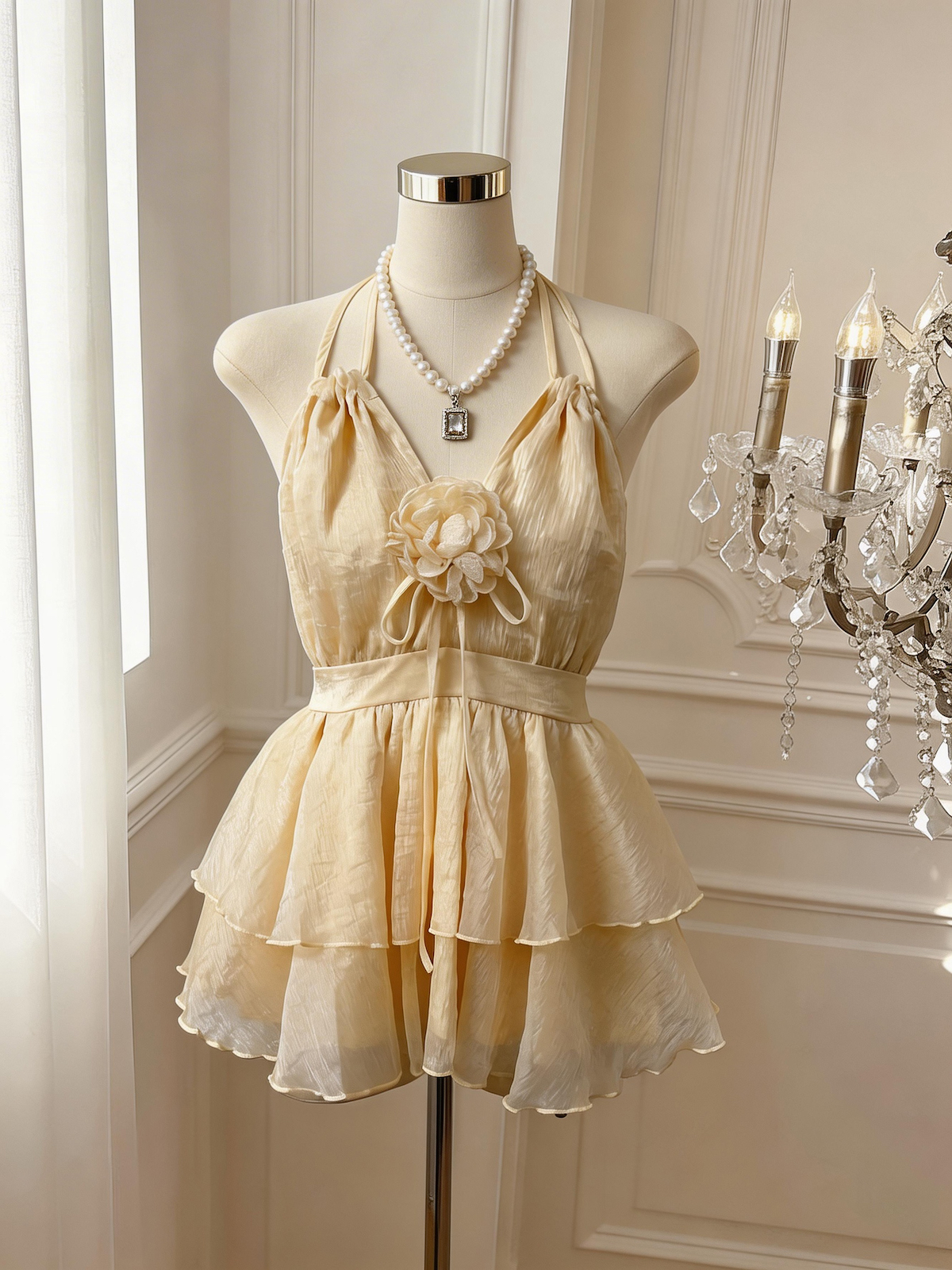 정가 있음 보호 순수한 욕망 바람 3 차원 꽃 행침 목 캐미솔 허리 수축 슬림해 보이는 민소매 쇼트 스타일 맨위