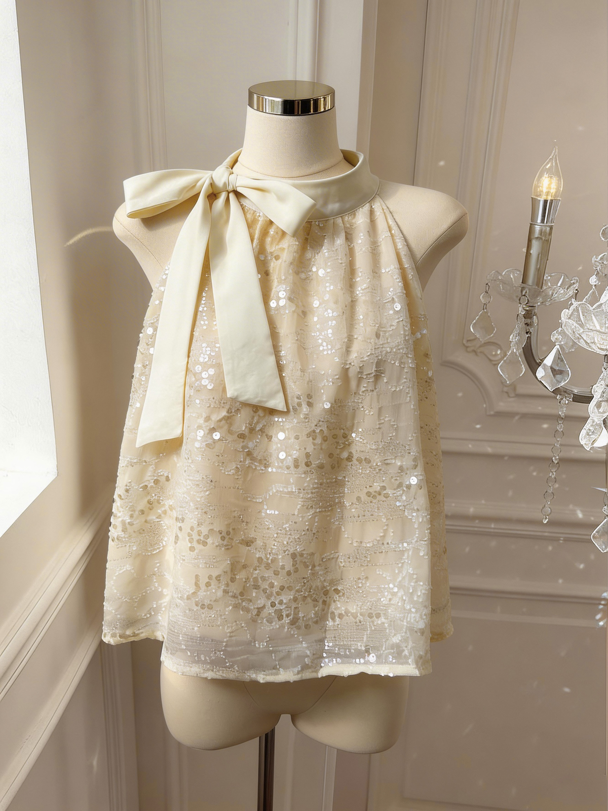 정가 있음 보호 프랑스식 명문 여성 스팽글 없음 䄂 행침 목 맨위 여성 새로운 품격 슬림해 보이는 나비 매듭 셔츠