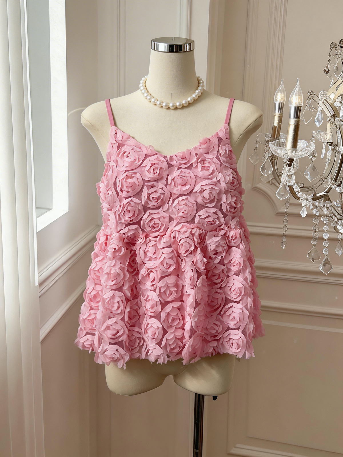 정가 있음 보호 프랑스식 품격 캐미솔 작은 대중 디자인 센스 3 차원 꽃 민소매 달콤함 맨위