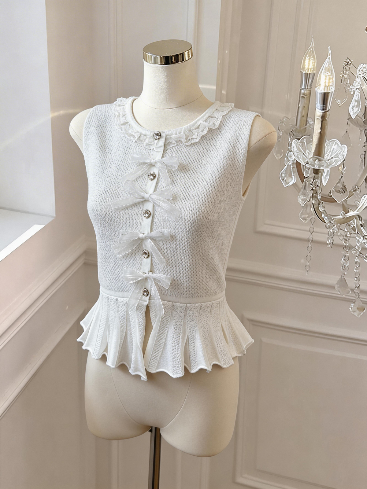 정가 있음 보호 니트 조끼 라운드 넥 슬림 피트 오픈 가디건 맨위 경기 나비 매듭 작은 샤넬 스타일 다용도 섹션