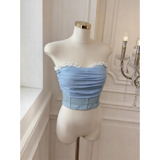 批发实价已保护 新品<b class='q'>网纱</b>背心纯欲风修身上衣自带胸垫抹胸