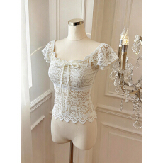 批发实价已保护 原创蕾丝拼接T恤一字肩性感修身正肩绑带纯色<b class='q'>短袖</b>显瘦