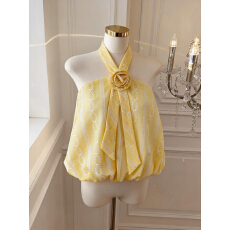 批发实价已保护 <b class='q'>花苞</b>挂脖吊带背心女纯欲辣妹一字肩抹胸小上衣绝美