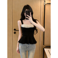 批发实价已保护 小香风蕾丝吊带背心女纯欲收腰抹胸上衣带胸垫打底衫