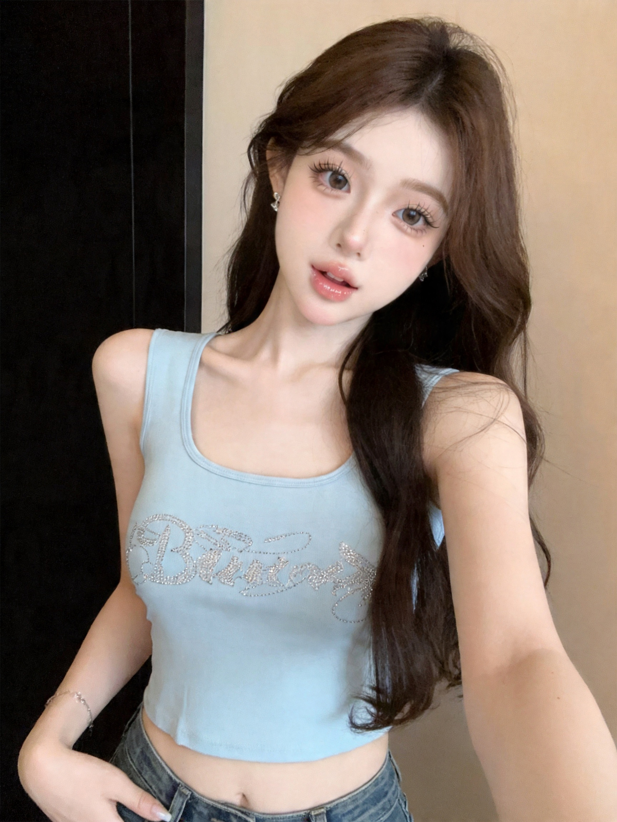 정가 있음 보호 아메리칸 알파벳 핫픽스 민소매 몸매 가꾸기 슬림해 보이는 단어 조끼 여성 다용도 슬립 맨위