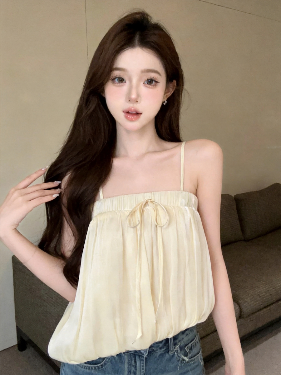 정가 있음 보호 아름다움 다시 비싼 여름 Chic 분위기 센스 나비 매듭 꽃밭 캐미솔