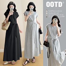 批发实拍2026夏季新款韩版时尚宽松<b class='q'>中长款</b>系带<b class='q'>孕妇</b><b class='q'>显瘦</b>连衣裙