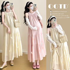 批发实拍2026夏季新款韩版时尚宽松<b class='q'>中长款</b><b class='q'>孕妇</b><b class='q'>连衣裙</b>+时尚外塔