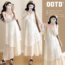 批发实拍2026春夏新款孕妇装韩系度假风时尚气质显瘦孕妇长裙+外搭