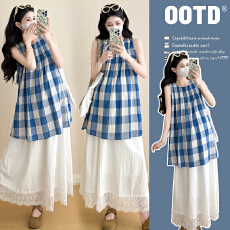 批发实拍2026夏季<b class='q'>孕妇装</b>新款格子韩版时尚宽松a字裙<b class='q'>孕妇</b><b class='q'>套装</b>