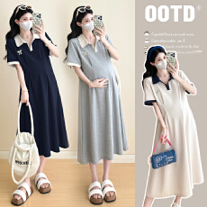 实拍2026夏季新款韩版时尚宽松中长款孕妇连衣裙